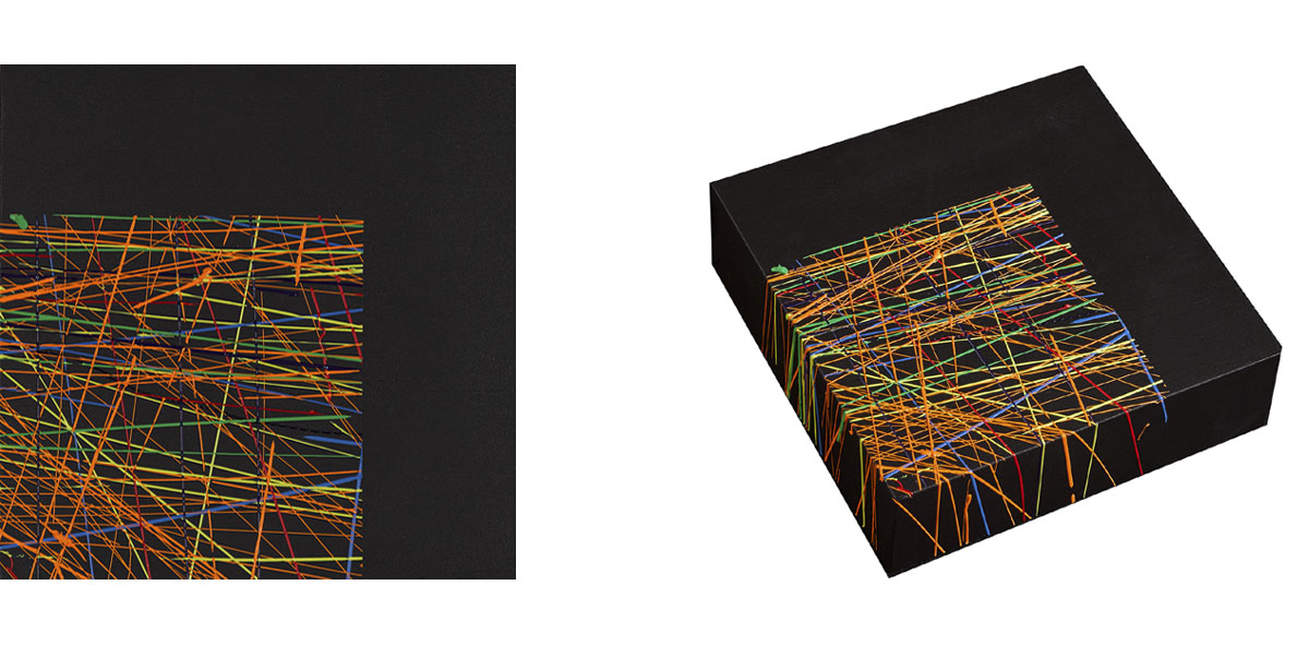 Susanne Lyner, 2015_04_Serie_Chummerchaeschtli&Gluecksmuempfeli, 20 x 20 x 6 cm, Acryl auf Holz