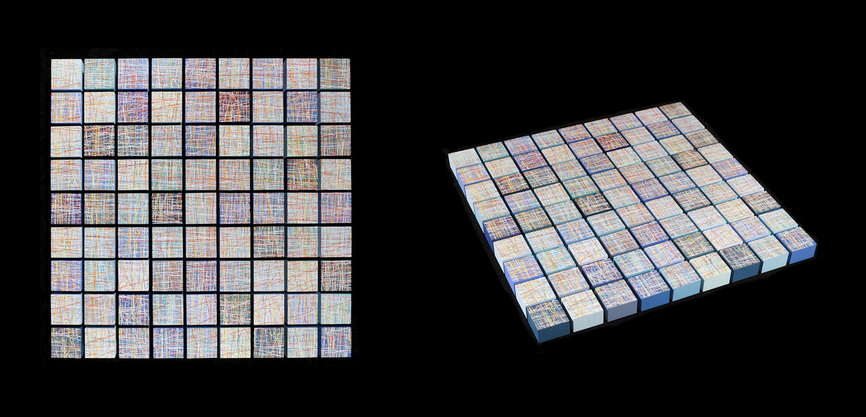 Susanne Lyner, 2015_souVenir_01-81, je 10 x 10 x 10 cm, Acryl auf Holz