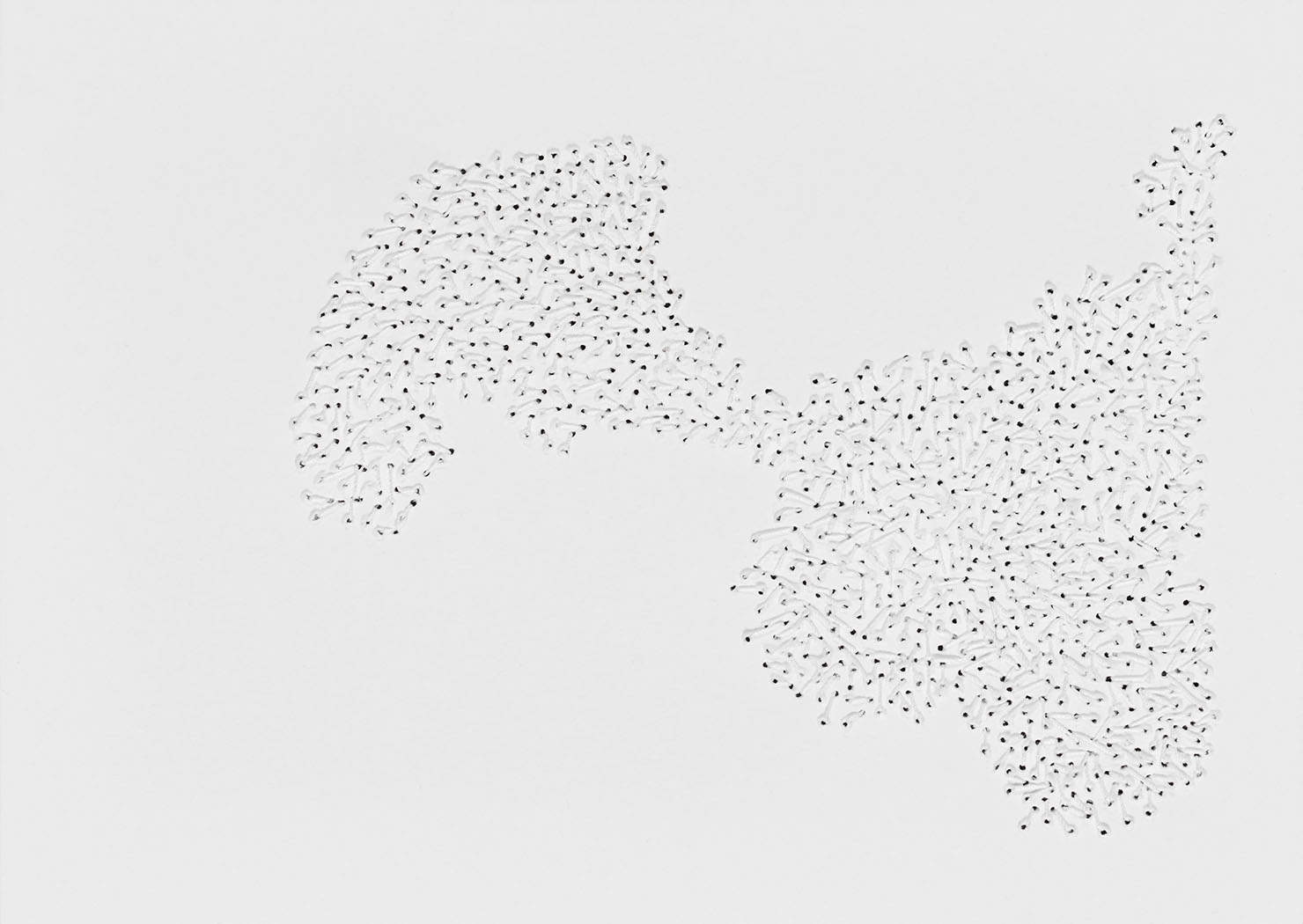 Susanne Lyner, 2020-21_Nr.20_14,8x10,5_umgarntes, Garn auf Karton, je 10,5 x 14,8 cm